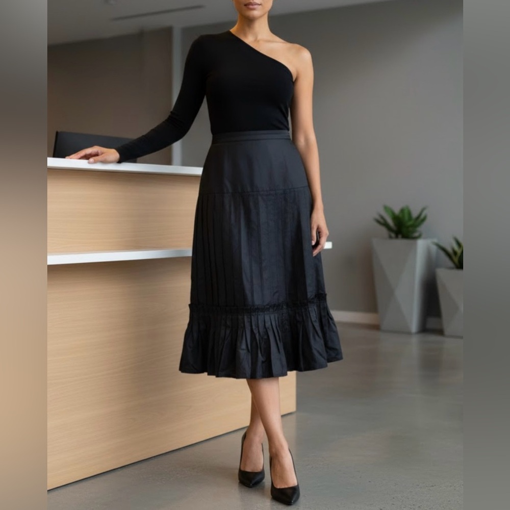 INC Pretty Silk Ruffle Skirt. Size 8